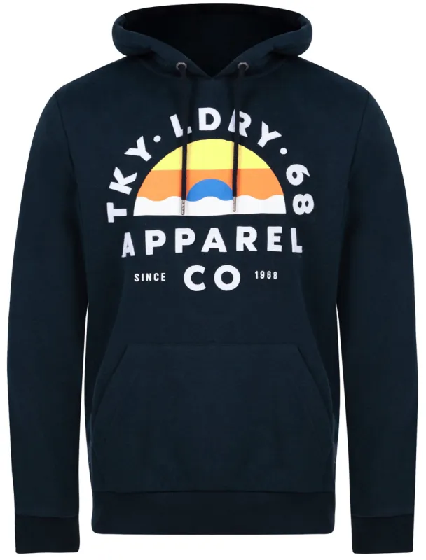 Sunno Motif Brush Back Fleece Pullover Hoodie In Navy Blazer - Tokyo Laundry sold by Tokyo Laundry