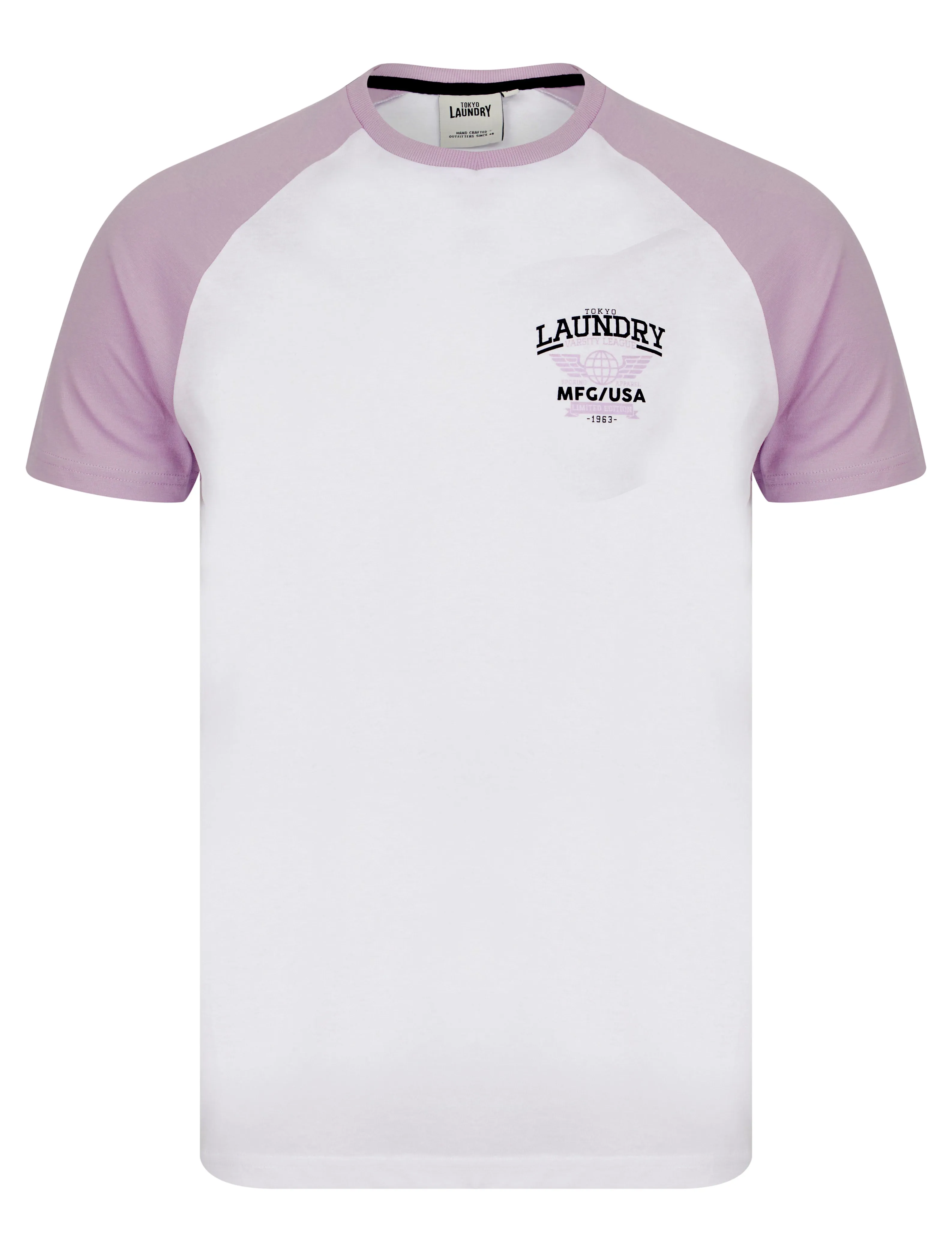 Makita Baseball Style Raglan Sleeve Cotton Jersey Crew Neck T-Shirt in Lilac Breeze - Tokyo Laundry sold by Tokyo Laundry product image thumbnail 2