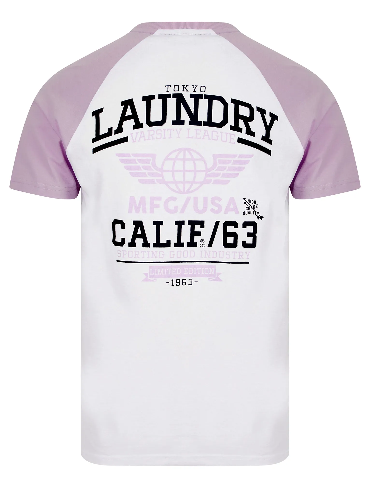 Makita Baseball Style Raglan Sleeve Cotton Jersey Crew Neck T-Shirt in Lilac Breeze - Tokyo Laundry sold by Tokyo Laundry product image thumbnail 3