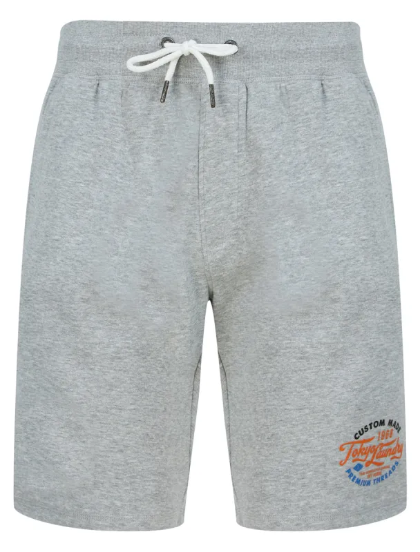 Bluesy Motif Brushback Fleece Jogger Shorts in Light Grey Marl - Tokyo Laundry sold by Tokyo Laundry