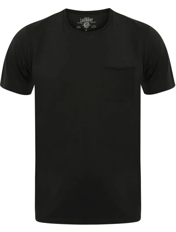 Hella Cotton Crew Neck T-Shirt with Chest Pocket in Jet Black - Tokyo Laundry sold by Tokyo Laundry