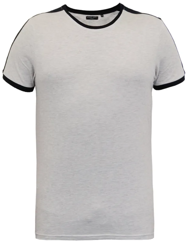 Pete Shoulder Panel Jersey Marl Ringer T-Shirt in Ecru sold by Tokyo Laundry