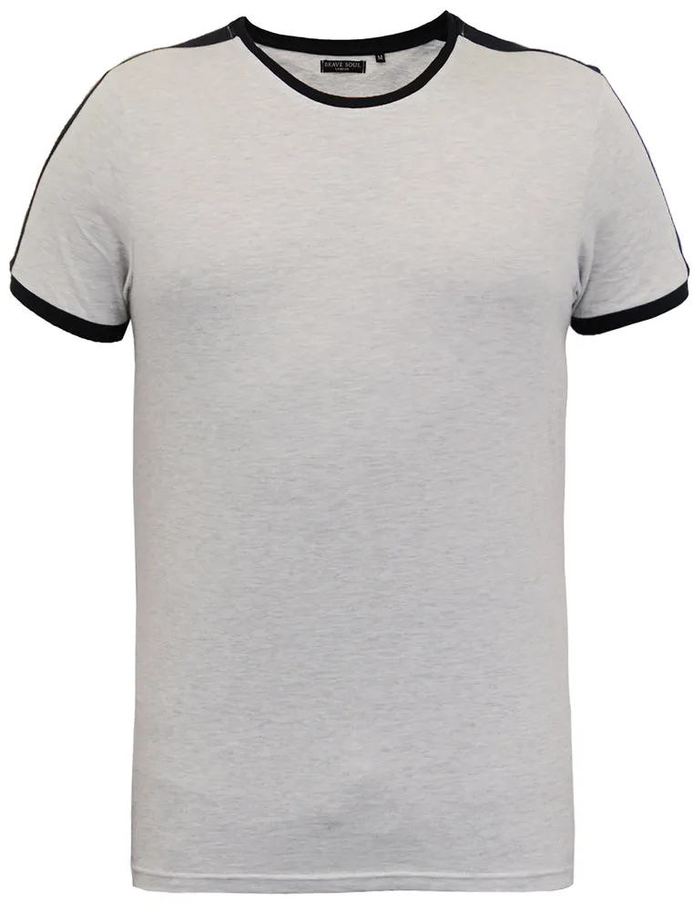 Pete Shoulder Panel Jersey Marl Ringer T-Shirt in Ecru sold by Tokyo Laundry