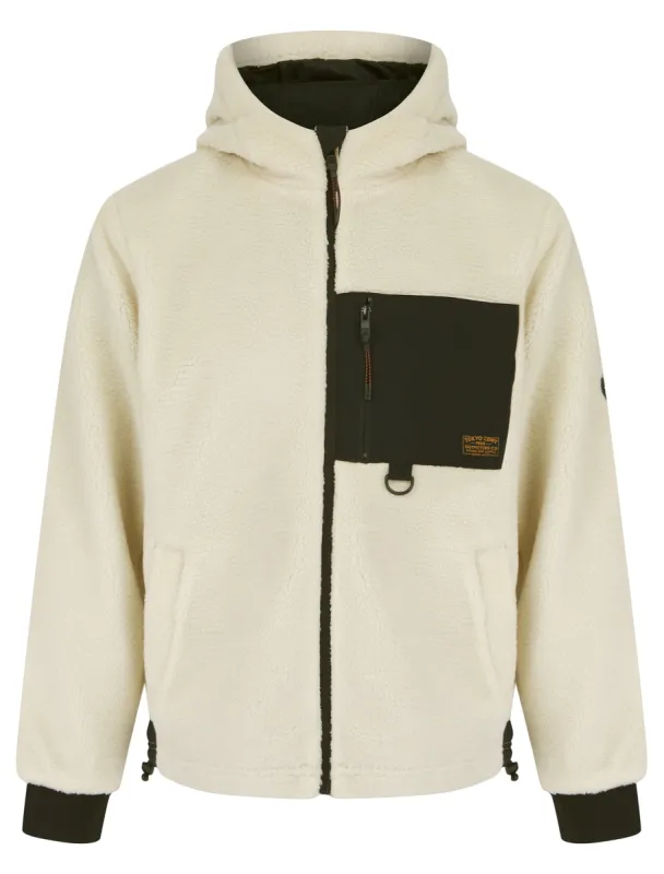 Wafai Hooded Teddy Borg Fleece Jacket Top in Natural - Tokyo Laundry sold by Tokyo Laundry