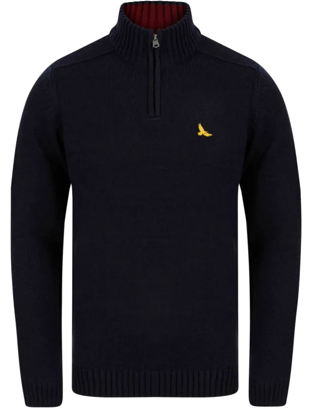 Rozon Half Zip Knitted Jumper In Ink - Kensington Eastside sold by Tokyo Laundry