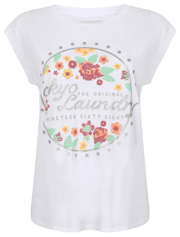 Womens Cotton T-Shirt with Turn-Up Sleeves In Optic White - Tokyo Laundry sold by Tokyo Laundry