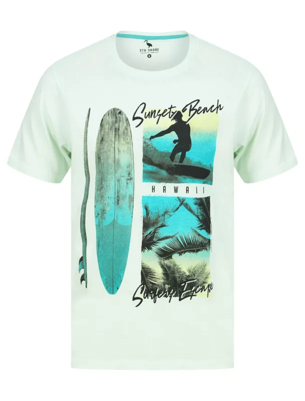 Sunset Beach Motif Cotton Jersey T-Shirt in Hint of Mint - South Shore sold by Tokyo Laundry