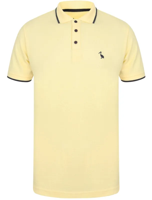 Baser Cotton Pique Polo Shirt In Pale Yellow - South Shore sold by Tokyo Laundry