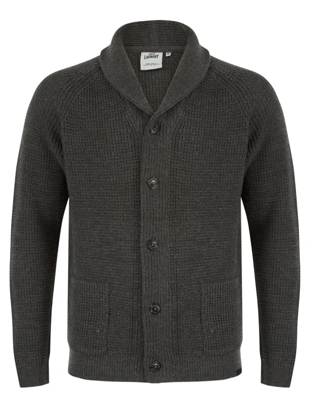 Anozie Soft Knit Wool Blend Shawl Neck Cardigan in Dark Grey Marl - Tokyo Laundry sold by Tokyo Laundry