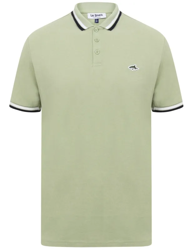 Sutton Cotton Pique Polo Shirt with Tipping In Desert Sage - Le Shark sold by Tokyo Laundry