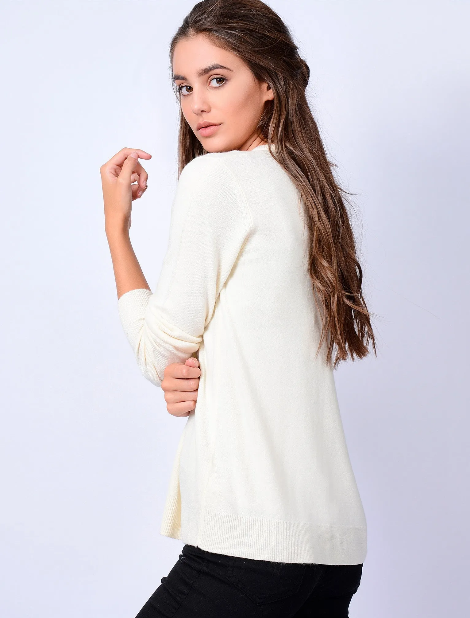 Monet V Neck Button Up Cardigan in Clean Cream - Plum Tree sold by Tokyo Laundry product image thumbnail 3