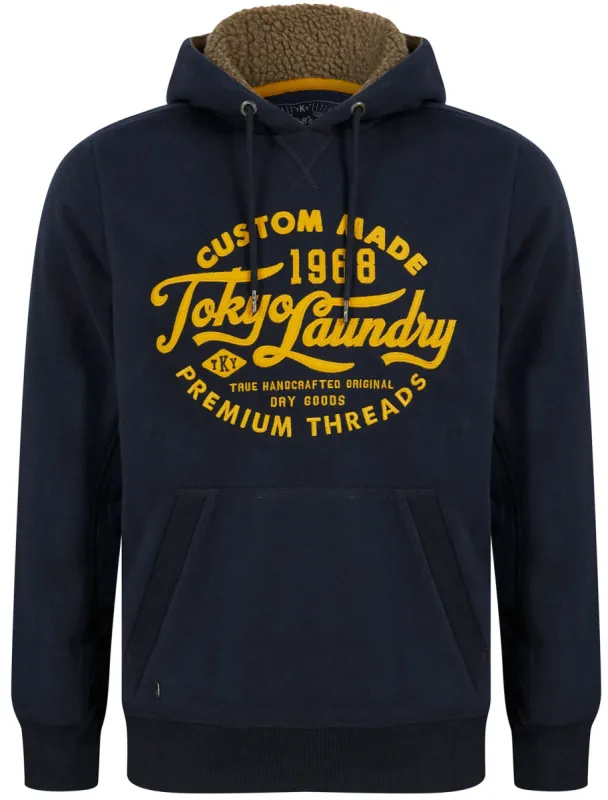 Luthor Fleece Pullover Hoodie with Borg Lined Hood in Sky Captain Navy - Tokyo Laundry sold by Tokyo Laundry