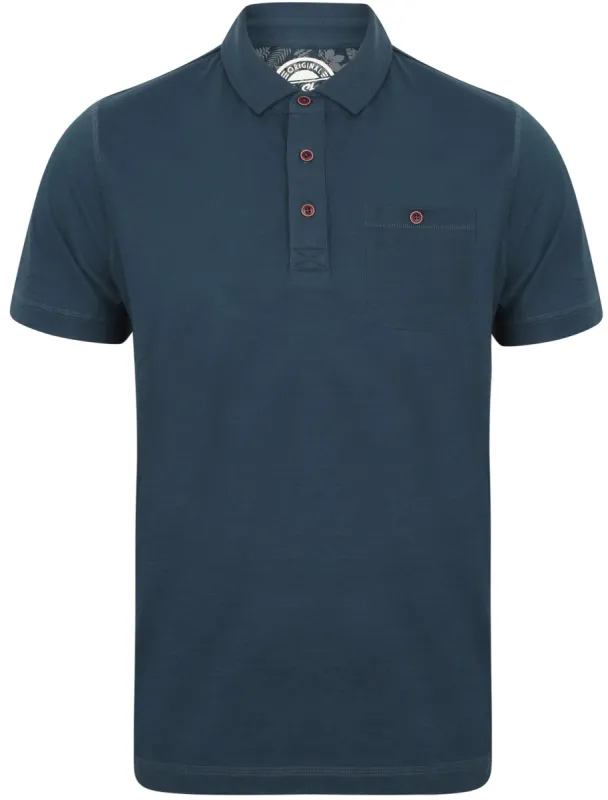 Plata Cotton Jersey Slub Polo Top In Insignia Blue - South Shore sold by Tokyo Laundry