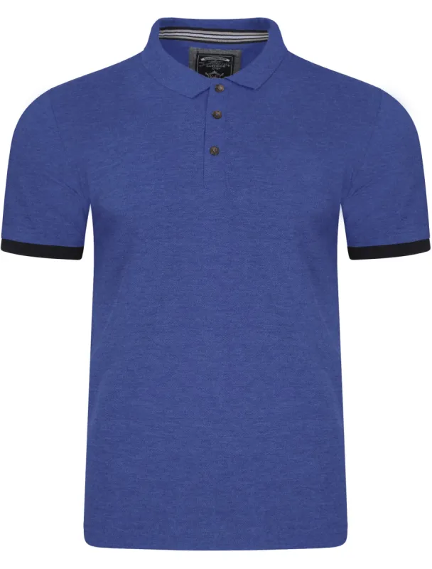 Daplyn Piqué Polo Shirt in Cornflower Blue Marl - Kensington Eastside sold by Tokyo Laundry