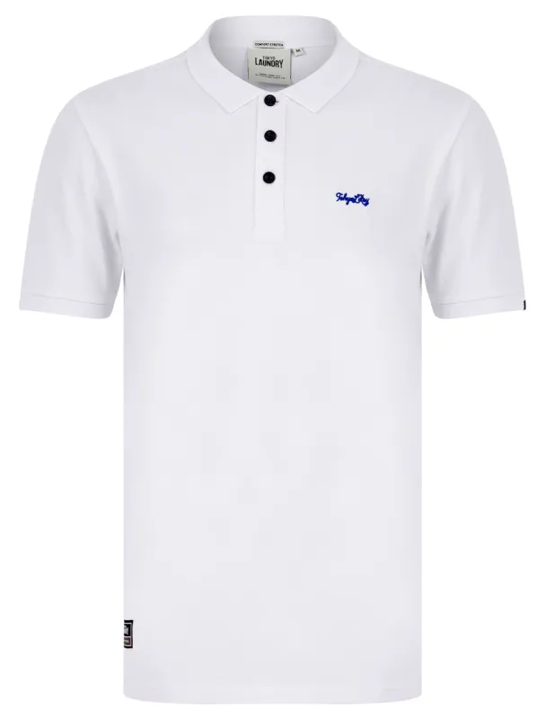 Mortimer 2 Signature Cotton Pique Polo Shirt in Optic White - Tokyo Laundry sold by Tokyo Laundry