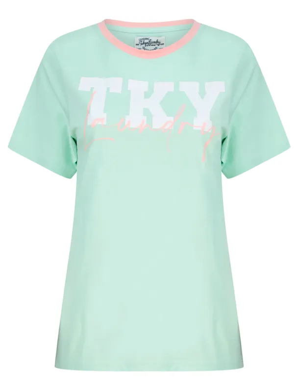 TKY Motif Cotton Jersey Ringer T-Shirt in Surf Spray Mint - Tokyo Laundry sold by Tokyo Laundry