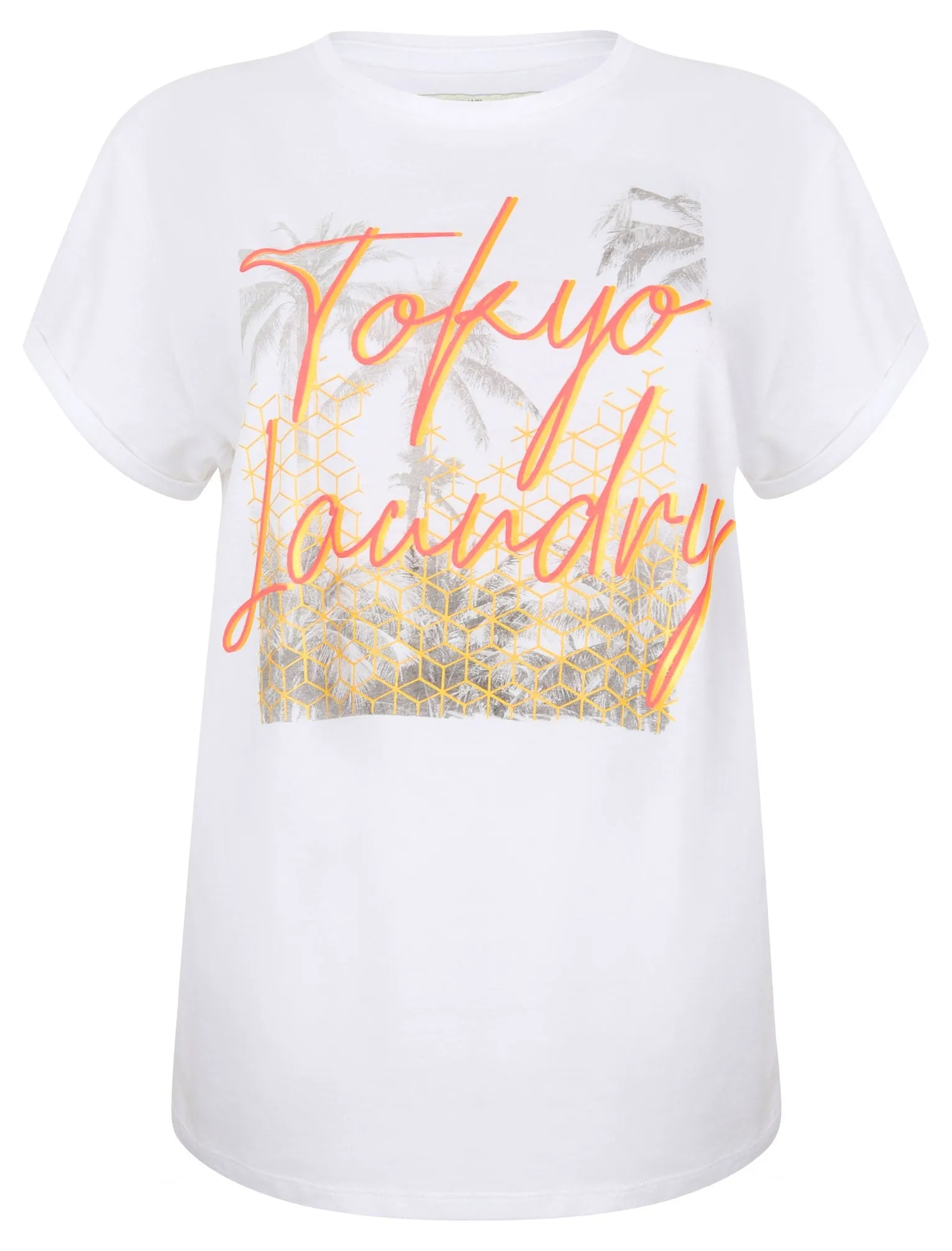 Womens Cotton T-Shirt with Turn-Up Sleeves In Optic White - Tokyo Laundry sold by Tokyo Laundry product image thumbnail 2