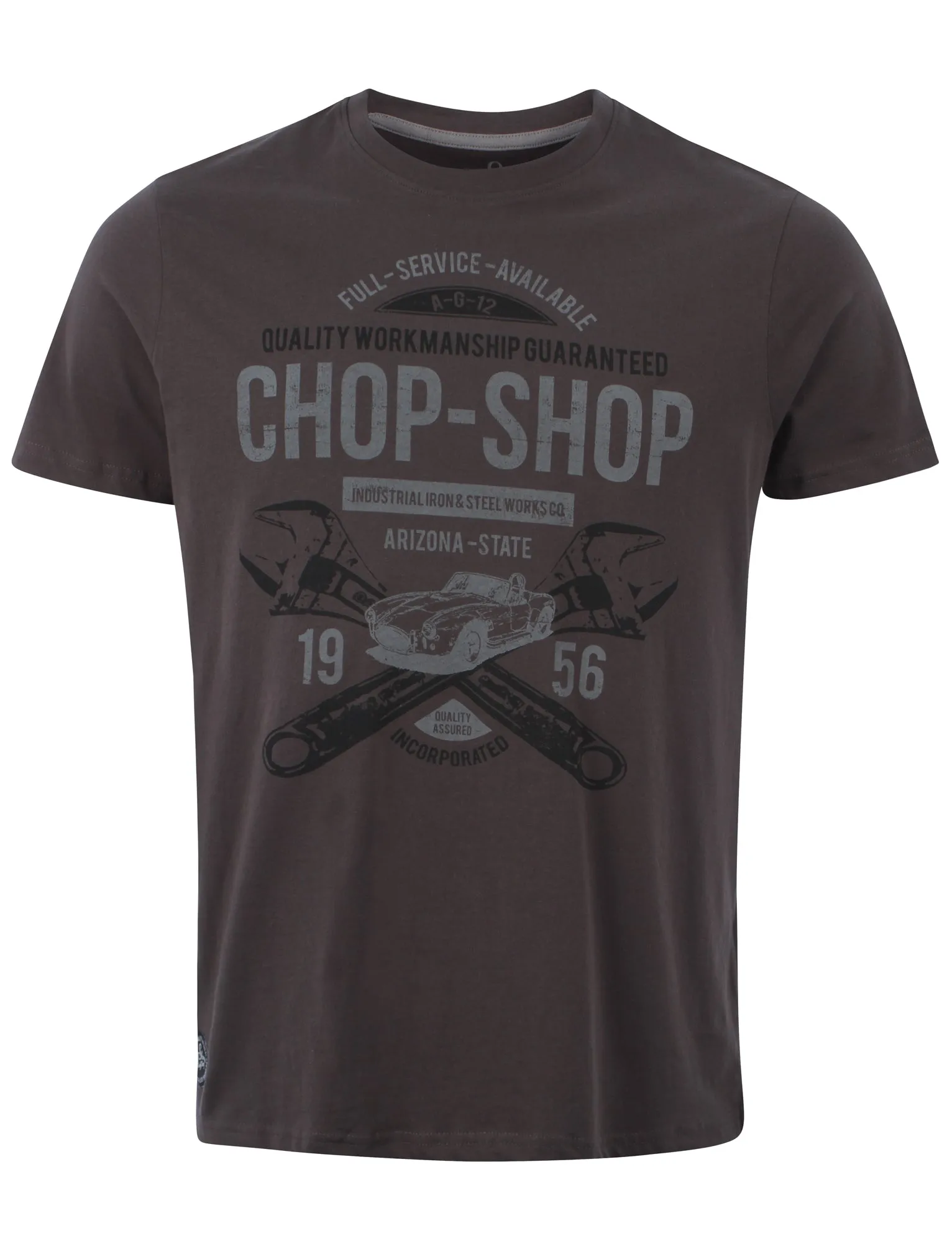 Dissident Chop Shop dark grey t-shirt sold by Tokyo Laundry