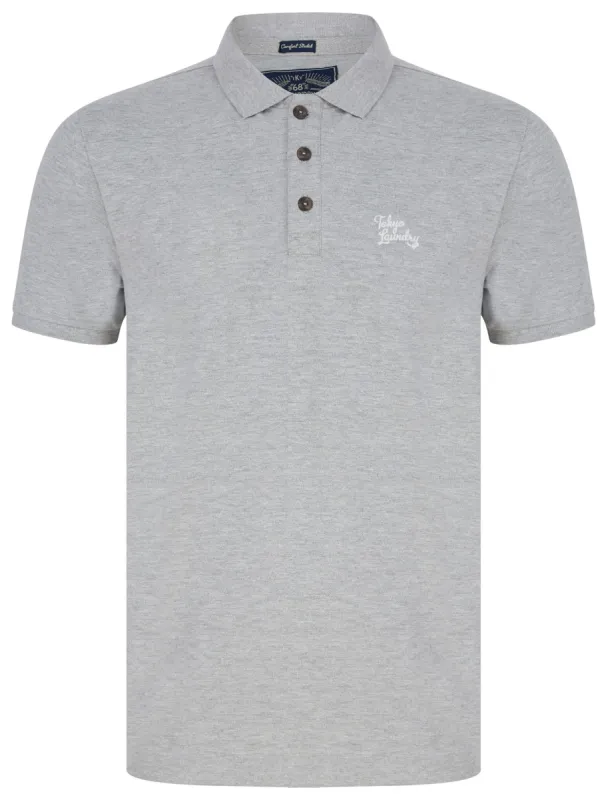 Marahau 2 Signature Cotton Pique Polo Shirt In Light Grey Marl - Tokyo Laundry sold by Tokyo Laundry
