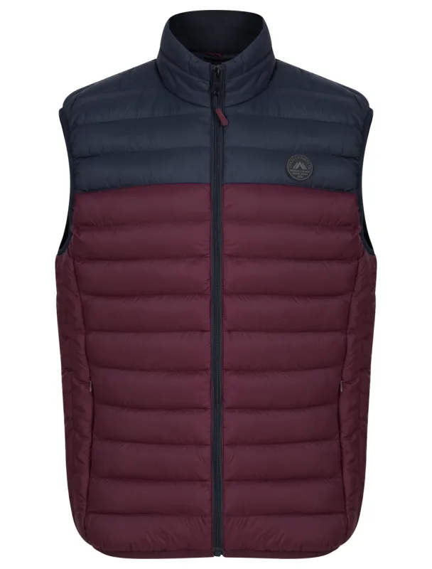 Yestin Colour Block Quilted Puffer Gilet with Fleece Lined Collar in Tawny Port - Tokyo Laundry sold by Tokyo Laundry