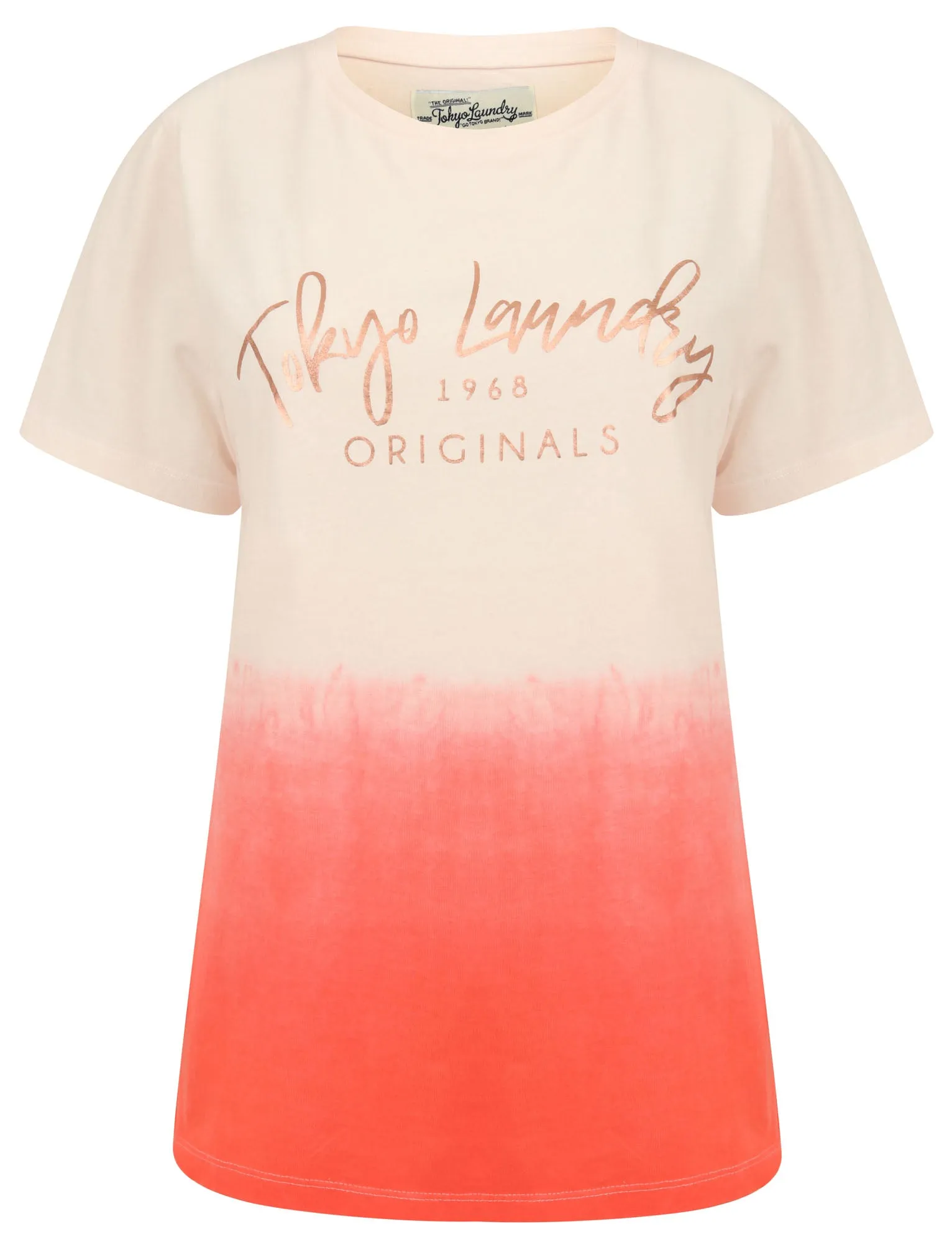 Inca Rose Gold Foil Motif Dip Dye Cotton Jersey T-Shirt in Bright White - Tokyo Laundry sold by Tokyo Laundry product image thumbnail 2