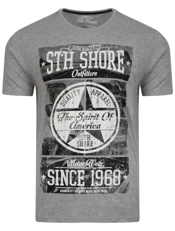 American Spirit Print T-Shirt in Light Grey - South Shore sold by Tokyo Laundry