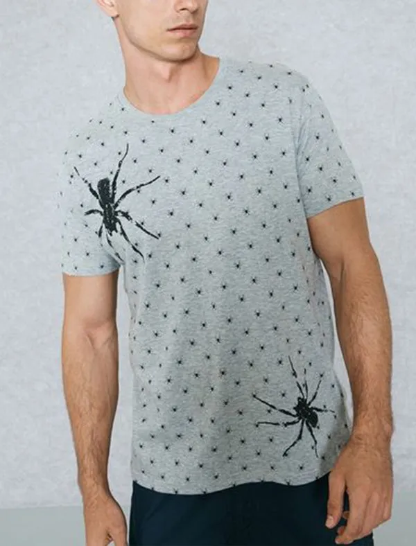 Militant Spider Print Crew Neck T-Shirt in Grey sold by Tokyo Laundry product image thumbnail 3