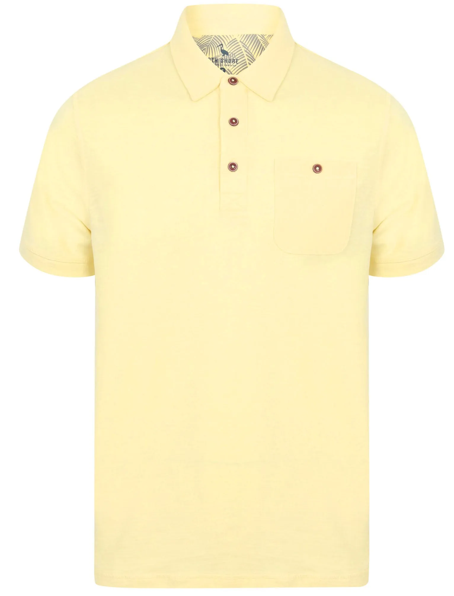 Pale Cotton Slub Polo Shirt with Chest Pocket in Pale Yellow - South Shore sold by Tokyo Laundry