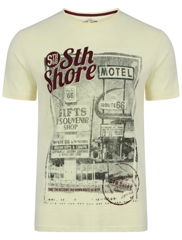 Print T-Shirt in Pale Yellow - South Shore sold by Tokyo Laundry