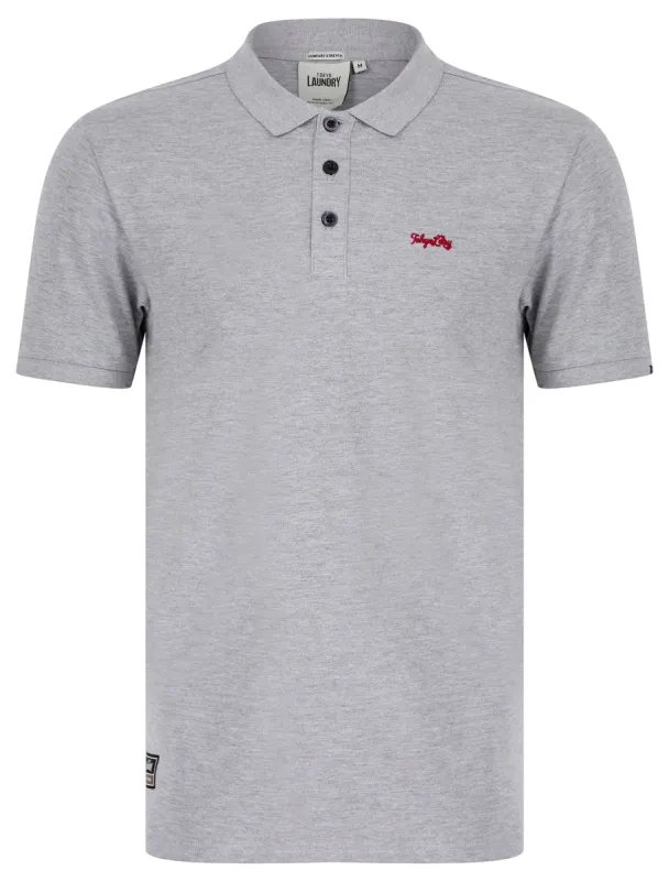 Mortimer 2 Signature Cotton Pique Polo Shirt in Light Grey Marl - Tokyo Laundry sold by Tokyo Laundry