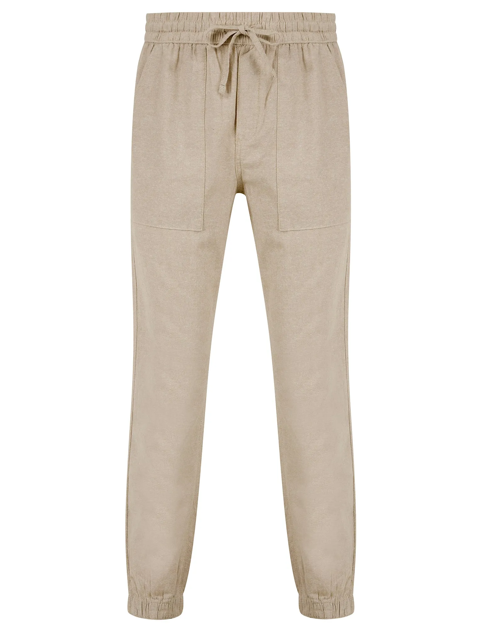 Fira Cotton Linen Comfort Fit Elasticated Waist Trousers in Nomad Sand - Tokyo Laundry sold by Tokyo Laundry