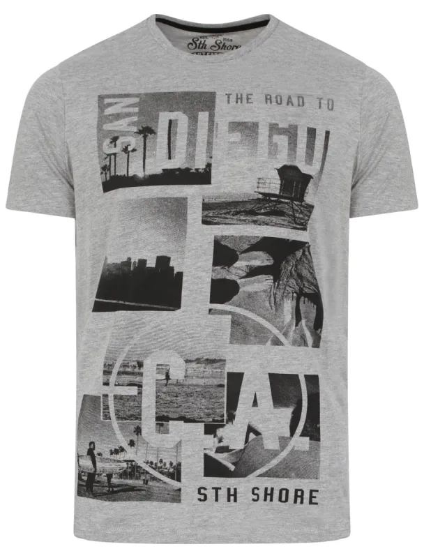Ca-Diego Printed T-Shirt in Light Grey - Sth Shore made by Tokyo Laundry