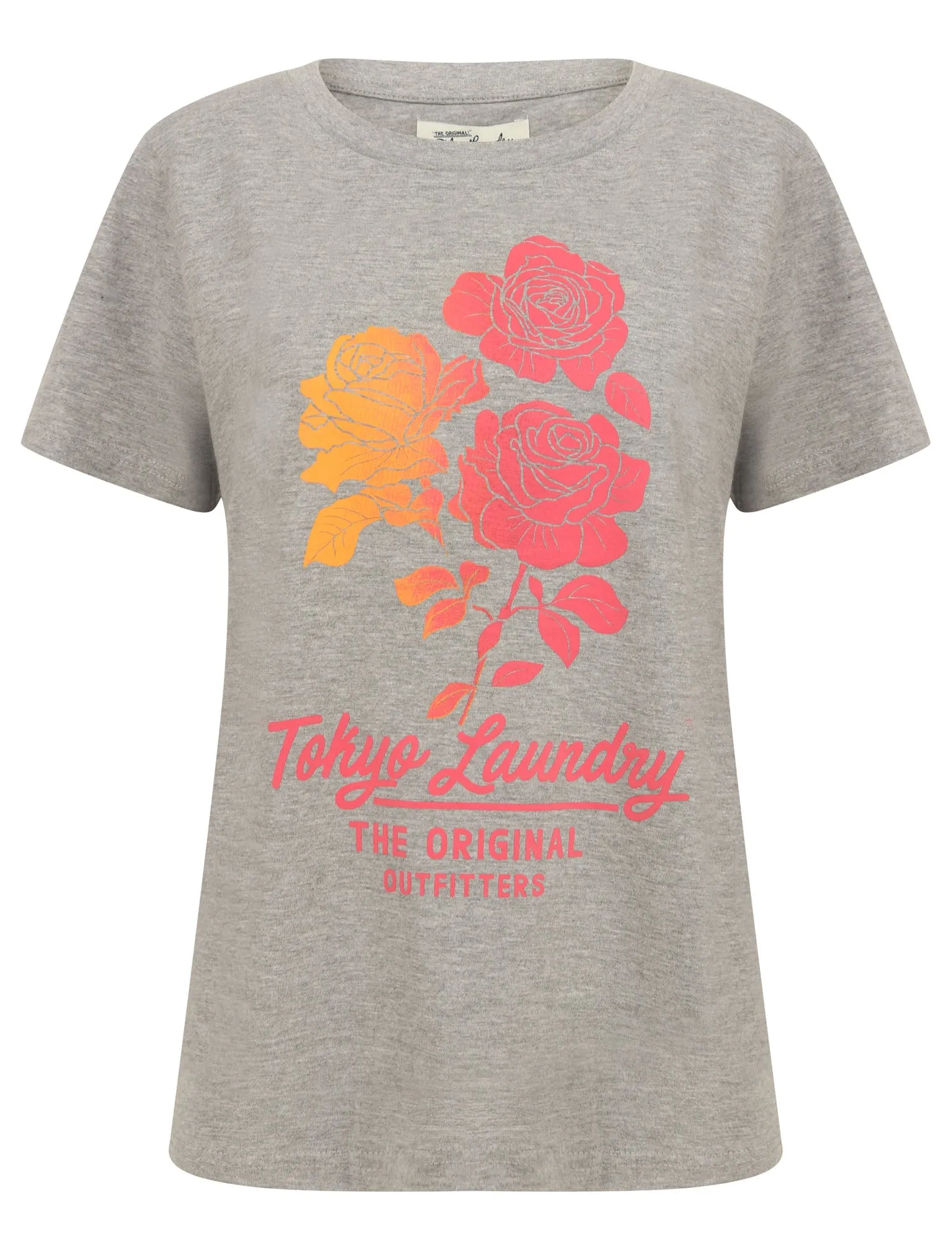 Calvia Ombre Motif Cotton Jersey T-Shirt in Light Grey Marl - Tokyo Laundry sold by Tokyo Laundry product image thumbnail 2