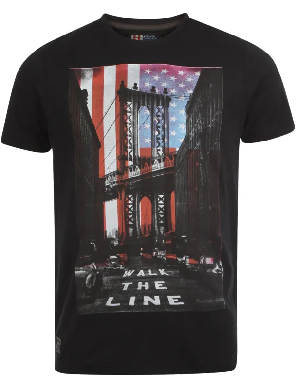 Dissident Walk The Line T-Shirt in Black sold by Tokyo Laundry