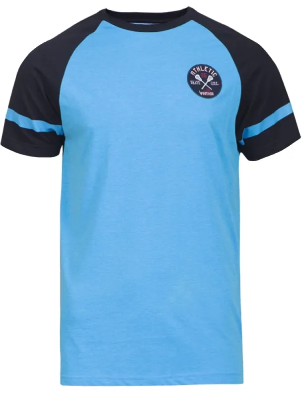 Nurmi Raglan Sleeve T-Shirt in Blue made by Brave Soul