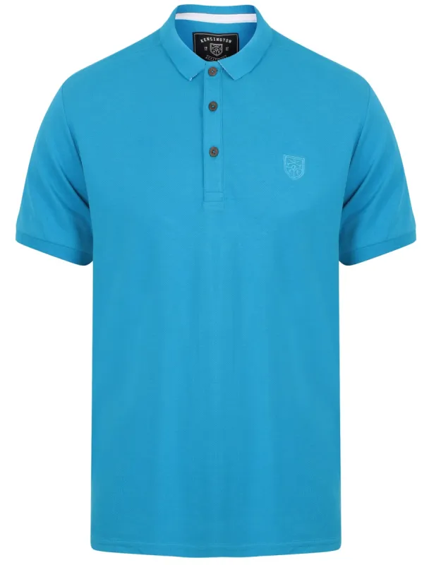 Lewisham Cotton Pique Polo Shirt In Marble Blue - Kensington Eastside made by Tokyo Laundry
