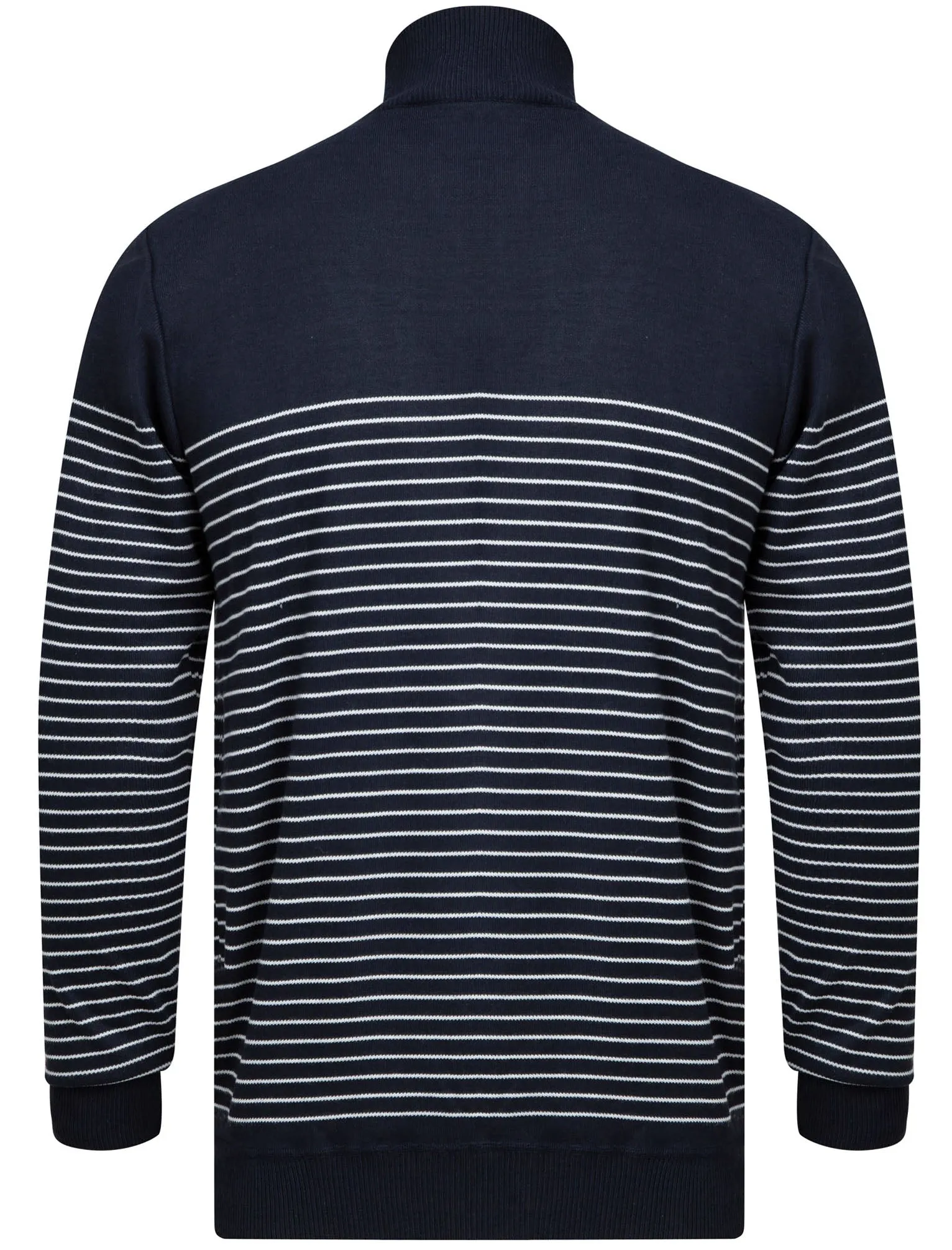 Humphrey Striped Half Zip Neck Knit Jumper in Dark Navy - Kensington Eastside sold by Tokyo Laundry product image thumbnail 2