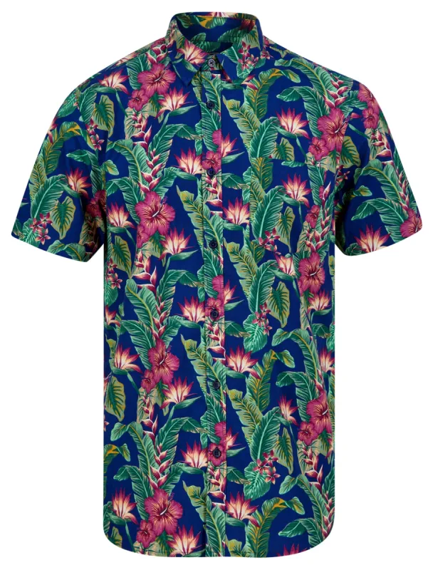 Pesquero Tropic Floral Print Short Sleeve Shirt in Navy - Tokyo Laundry sold by Tokyo Laundry