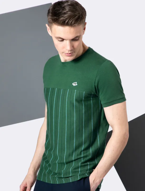 Overhill Pinstripe Cotton Jersey T-Shirt in Hunter Green - Le Shark sold by Tokyo Laundry