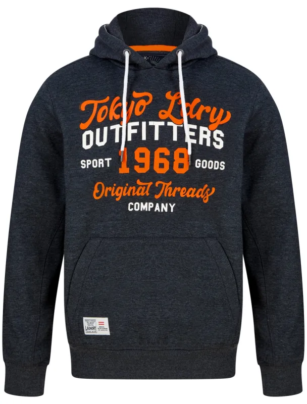 Abatt Motif Brushback Fleece Pullover Hoodie in Black Marl - Tokyo Laundry sold by Tokyo Laundry