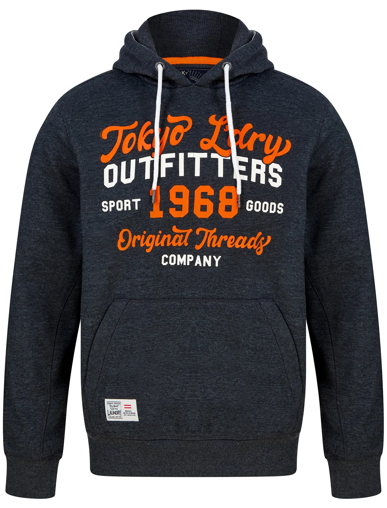 Abatt Motif Brushback Fleece Pullover Hoodie in Black Marl - Tokyo Laundry sold by Tokyo Laundry