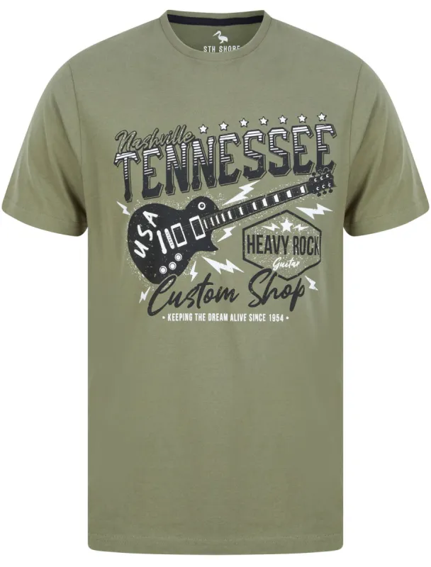 Tennessee Custom Shop Motif Cotton Jersey T-Shirt in Deep Linchen Green - South Shore sold by Tokyo Laundry