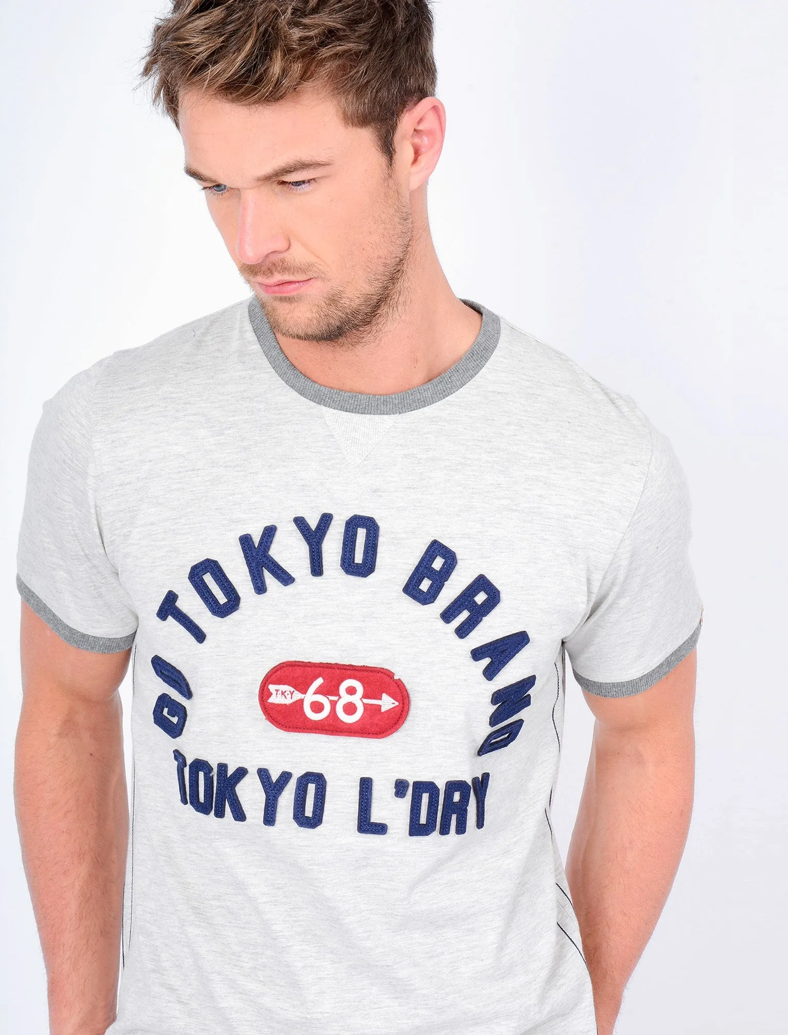 Wivelsfield Motif T-Shirt with Crew Neckline in Oatgrey Marl - Tokyo Laundry sold by Tokyo Laundry product image thumbnail 3