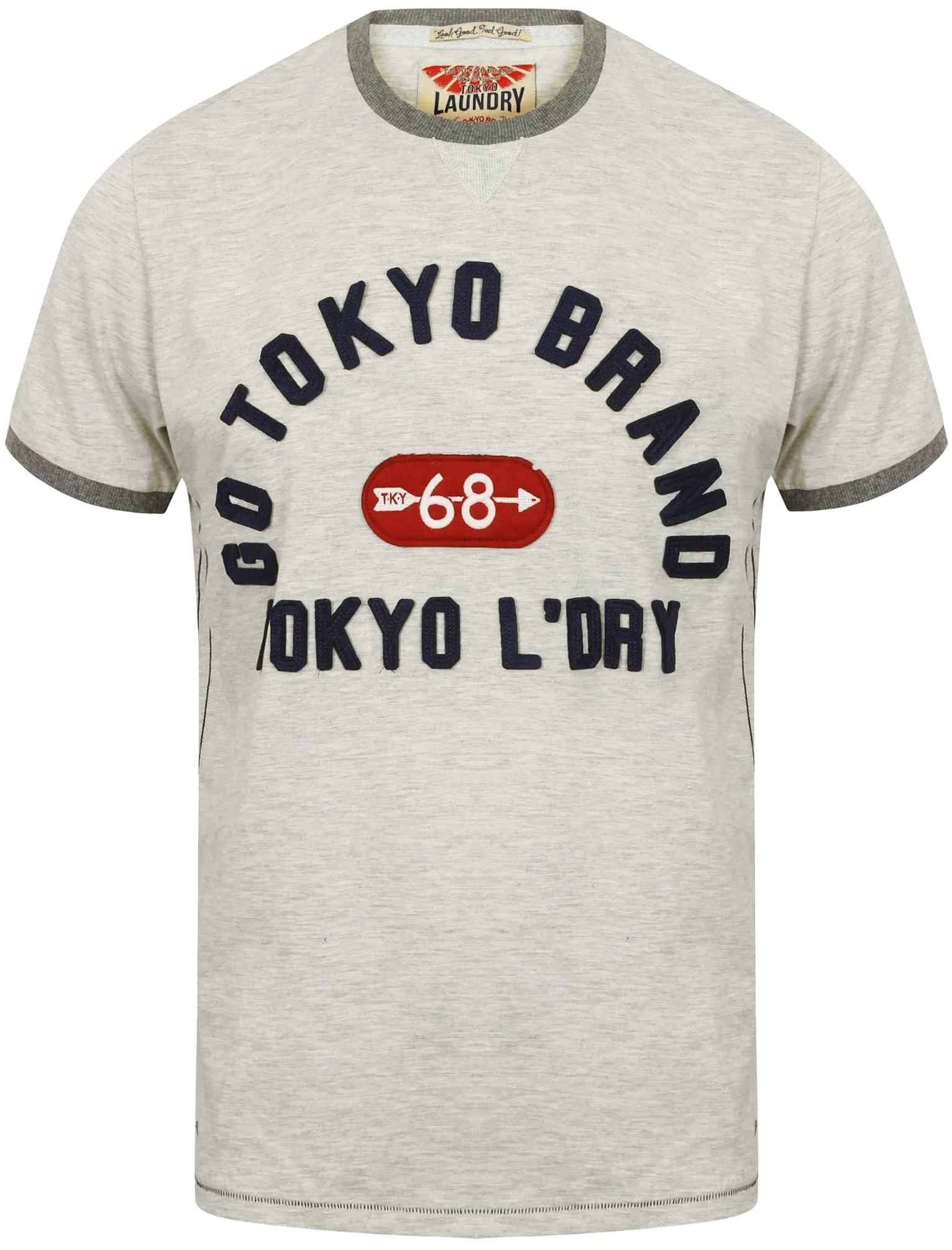 Wivelsfield Motif T-Shirt with Crew Neckline in Oatgrey Marl - Tokyo Laundry sold by Tokyo Laundry product image thumbnail 4