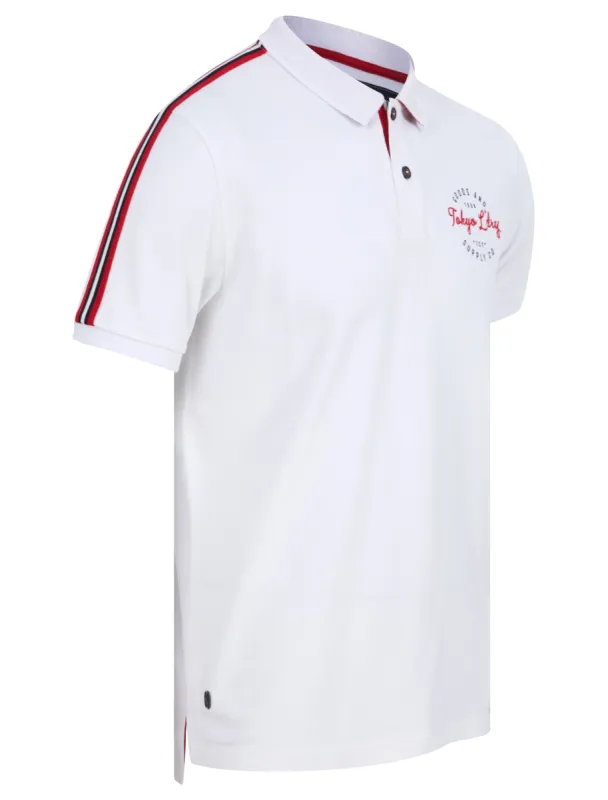 Taper Cotton Pique Polo Shirt in Optic White - Tokyo Laundry sold by Tokyo Laundry