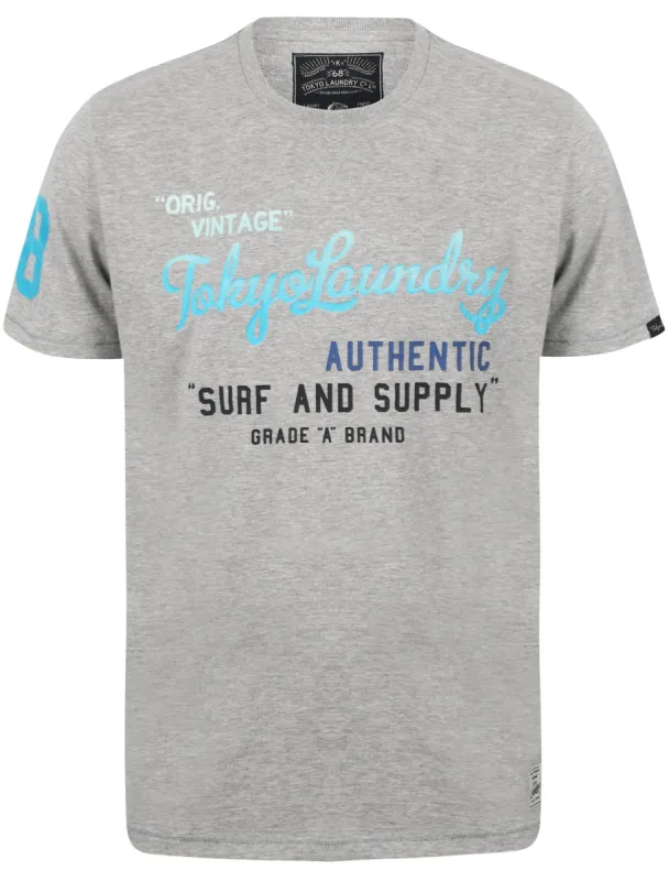 Marshall Gradient Print Cotton T-Shirt In Light Grey Marl - Tokyo Laundry sold by Tokyo Laundry