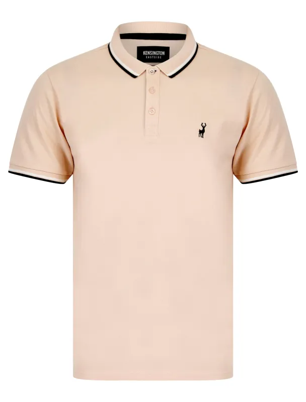 Underwood Cotton Pique Polo Shirt in Peach Whip - Kensington Eastside sold by Tokyo Laundry