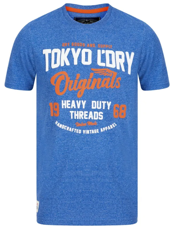 Heavy Duty Puffy Motif Cotton Jersey T-Shirt in Light Blue Grindle - Tokyo Laundry sold by Tokyo Laundry