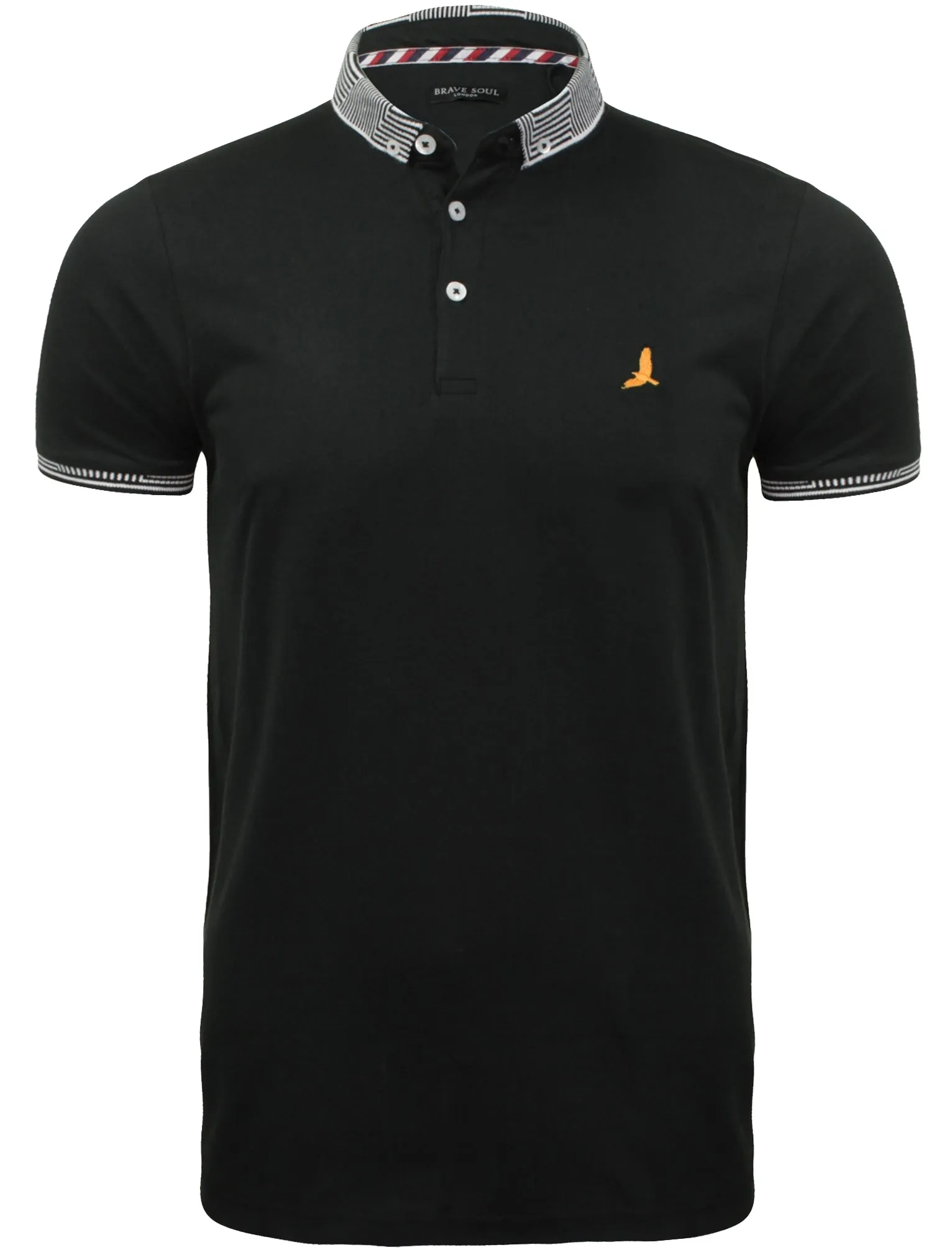 Glover Jacquard Collar Polo Shirt in Black sold by Tokyo Laundry