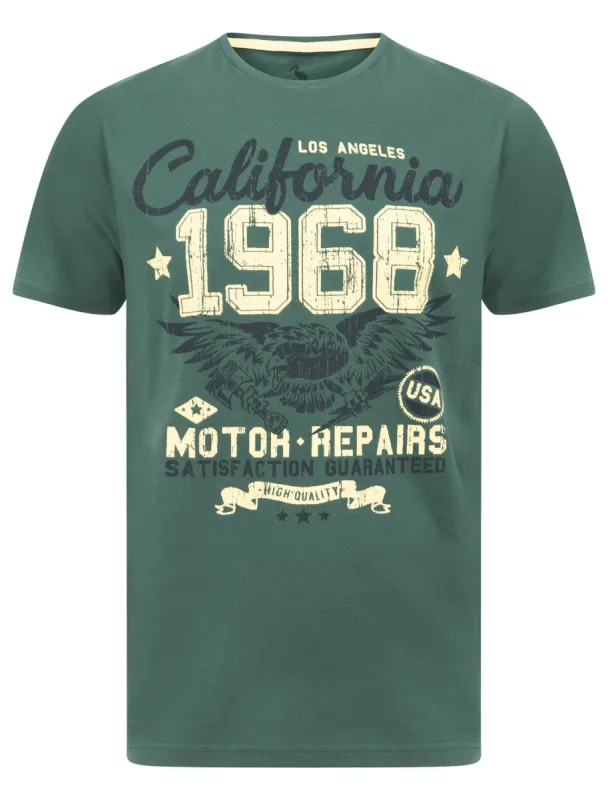 Eagle Calif Motif Cotton Jersey T-Shirt in Mallard Green - South Shore sold by Tokyo Laundry